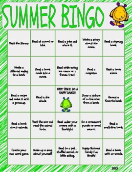 Summer Reading Bingo Game by The Rosey Bookworm | TPT