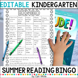 Summer Reading Bingo for Kindergarten Editable Printable C