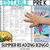 Summer Reading Bingo for PreK Going to Kindergarten Editab