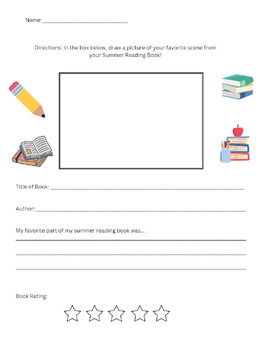 Preview of Summer Reading Book Review Worksheet