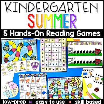 Preview of Kindergarten Summer Reading Center Games and Activities | Syllables