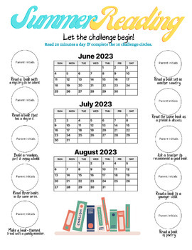 Preview of Summer Reading Challenge Sheet