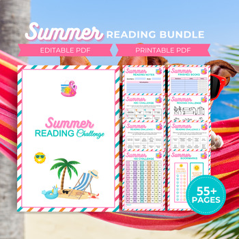 Preview of Summer Reading Challenge, Summer Reading Log, Summer Bookmarks & Reading Bingo