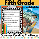 Summer Reading Challenge for fifth grade with book list ED