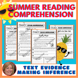Summer Reading Comprehension Activities- Text Evidence and