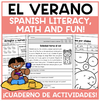 Preview of Summer Reading Comprehension Math & Fun in Spanish | Verano Lecturas Comprensión