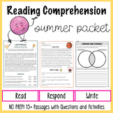 Summer Reading Comprehension Passages and Questions for Se
