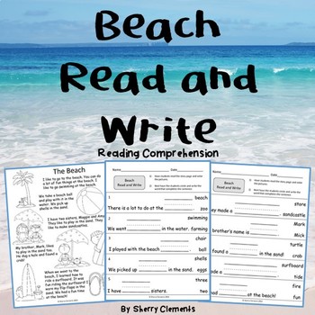 Preview of Summer Reading Comprehension Passage | Beach | Fill in the Blank