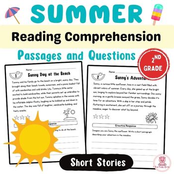 Preview of Summer Reading Comprehension Passages and Questions 2nd Grade | Short Stories