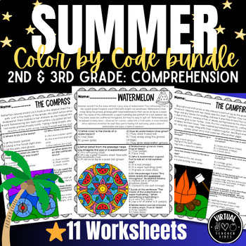 Preview of Summer Reading Comprehension Passages, 2nd/3rd, Activities, End of Year, Centers