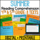 Summer Reading Comprehension Passages - Digital Summer Rea