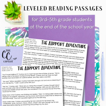 Summer Reading Comprehension Passages Questions Tpt