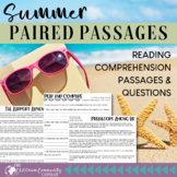 Summer Reading Comprehension Passages & Questions for Summ