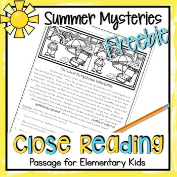 Preview of Summer Reading Comprehension Passages | Summer Close Reading FREE