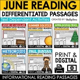 Summer Reading Comprehension Passages and Questions - June