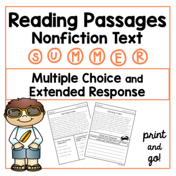 Preview of Summer Reading Comprehension Passages with Questions 2nd and 3rd Summer Reads