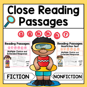 Preview of Summer Reading Comprehension Passages with Questions for Summer Reading Packets