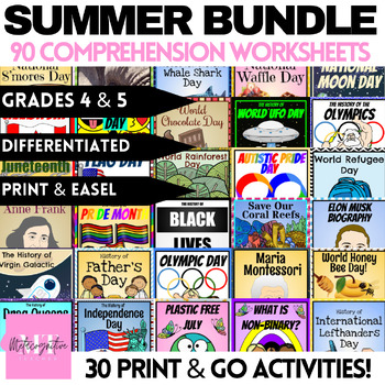 Preview of Summer Reading Comprehension Worksheets Mega Bundle!