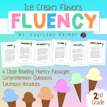 Preview of Summer Reading Intervention Ice Cream Fluency Passages & Comprehension {Grade 2}