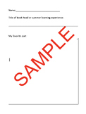 Summer Reading/Learning Reflection Forms - Elementary