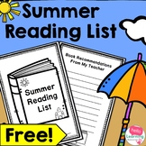 Summer Reading List- End of Year Activity