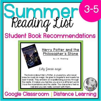 Summer Reading Book List for Grades 3-5