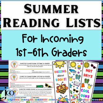 Preview of Summer Reading Lists, 1st - 6th Grades, EDITABLE, Tips, Bookmarks, BUNDLE