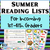 Summer Reading Lists, 1st - 6th Grades, EDITABLE, Tips, Bo