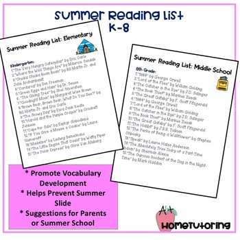Preview of Summer Reading Lists K-8