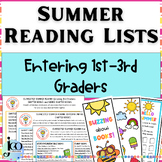 Summer Reading Lists 1st - 3rd Grades, EDITABLE, Tips for 