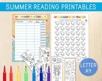 Preview of Summer Reading Log For Kids, Summer Book Tracker, Reading Chart,Summer Bookmarks