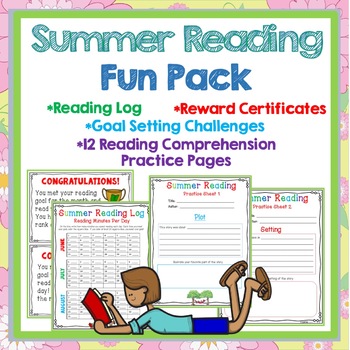 Preview of Summer Reading Log, Goal Setting, Certificates, Reading Skills Practice Sheets