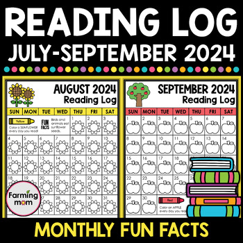 Preview of Summer Reading Log July 2024 Calendar Coloring Pages