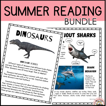 Preview of Summer Reading Mini Units | Dinosaurs and Sharks | Informational Packet