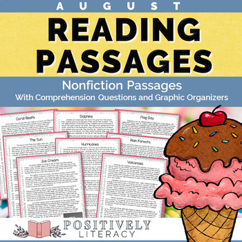 Preview of August Reading Passages - Nonfiction Reading with Comprehension Activities