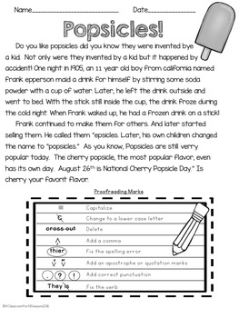 proofreading and editing practice summer themed by a classroom for all