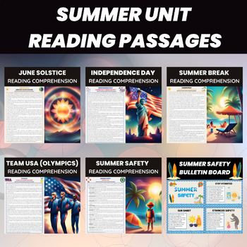 Preview of Summer Reading Passages | Summer Break, Summer Olympics, Summer Safety