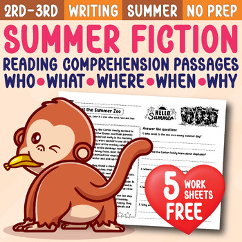 Preview of Summer Reading Passages With Comprehension Questions 2nd Grade Fiction FREE