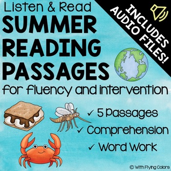 Preview of DISTANCE LEARNING Summer Reading Passages with Comprehension and AUDIO!