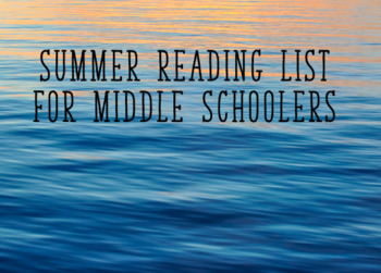 Preview of Summer Reading Suggestions for Middle School