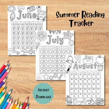 Preview of Summer Reading Tracker Coloring Calendar