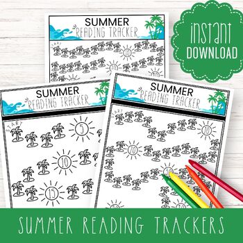 Preview of Summer Reading Tracker * Printable Palm Tree Book Log * Reward Challenge