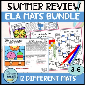 Preview of Summer ELA Review Packets Reading, Writing, Word Search & Maze Activities