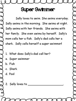 Summer Reading and Comprehension Packet for 1st Graders going into 2nd