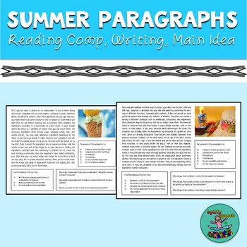 Preview of Summer Reading: comprehension, introduction, conclusion, main idea, speech