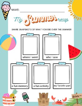 Preview of Summer Recap Printable - summer story