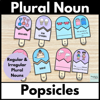 Preview of Summer Regular and Irregular Plural Noun Popsicles with Easel Activities