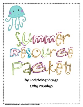 Preview of Summer Resources for Parents Packets