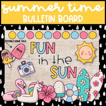 Preview of Summer Retro Beach Fun in the Sun Bulletin Board, April and May Door Decor