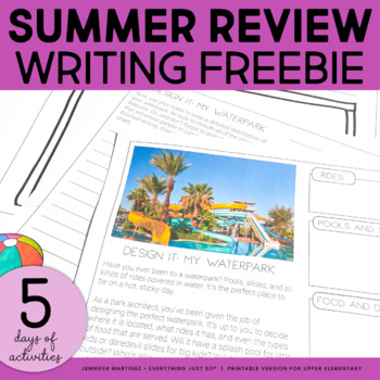 Preview of Summer Review Activities - NO PREP Writing FREEBIE
